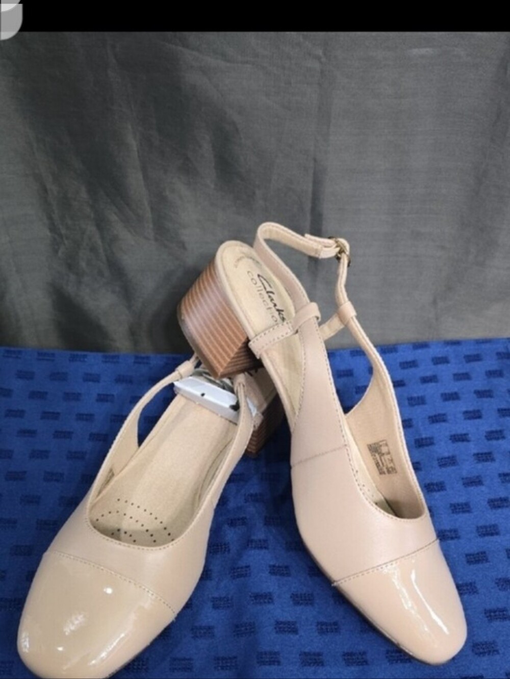 $100 Retail Clarks Blush Beige Slingback Block Heel Pumps